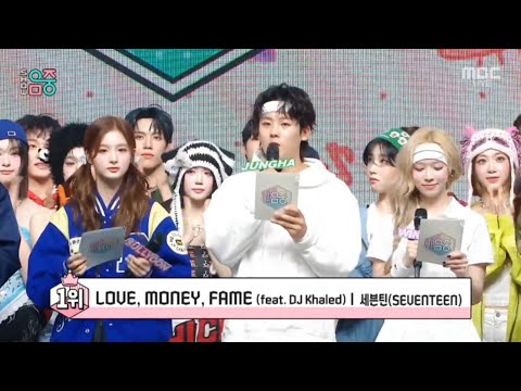 Seventeen "LOVE, MONEY, FAME Wins Over Rose and Aespa in Music Core Today