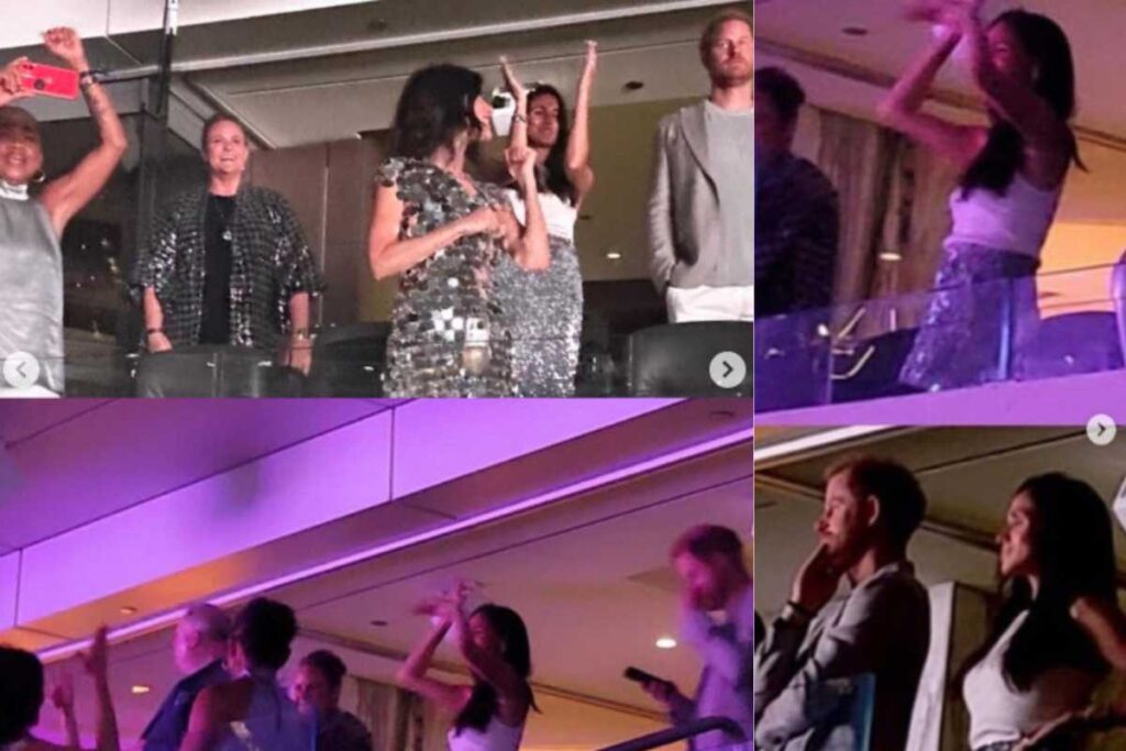 Prince Harry and his wife are seen dancing at Beyonce concert