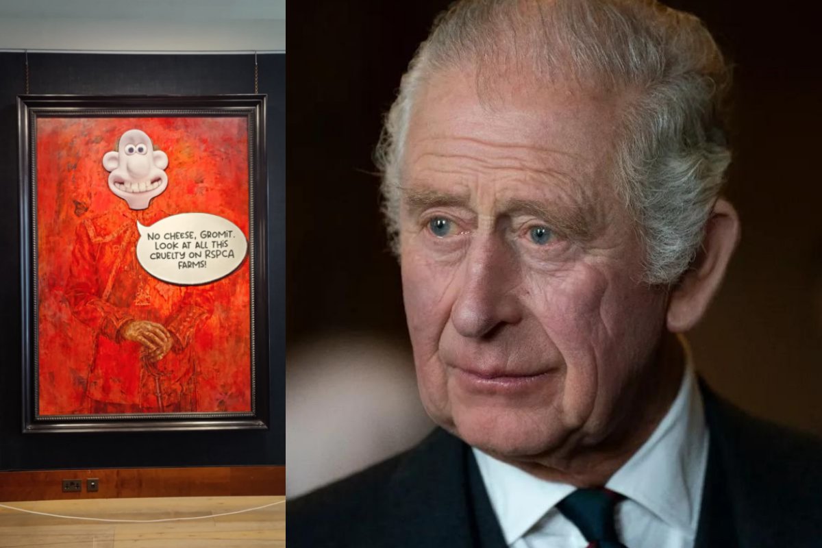 King Charles lll's portrait was covered with stickers by activists