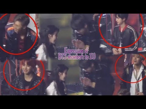 Expression of BTS members (minus Suga and Jimin) when IU smiled at them