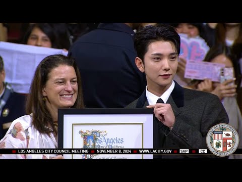 SEVENTEEN Joshua Gives Speech at LA City Council & Accepts Award! [Full HQ]