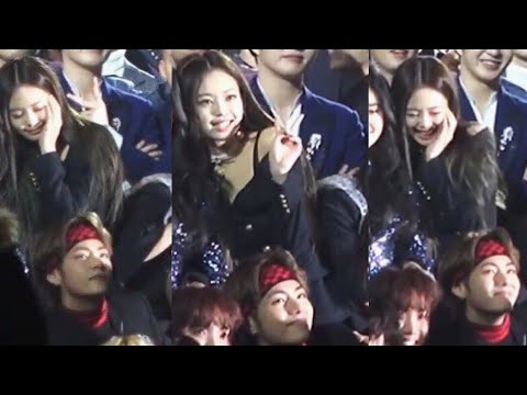 Jennie(blackpink) and Taehyung (bts) SMA moments taennie