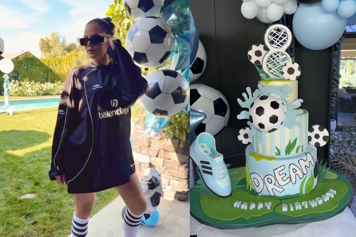 Khloé kardashian usando la lujosa marca Balenciaga en el cumpleaños de su sobrina